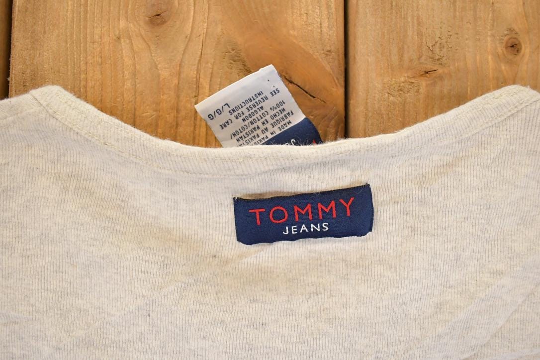 Vintage 1990s Tommy Jeans Loop Embroidered Text Logo Crewneck Sweatshirt Men's M from propervintagecanada