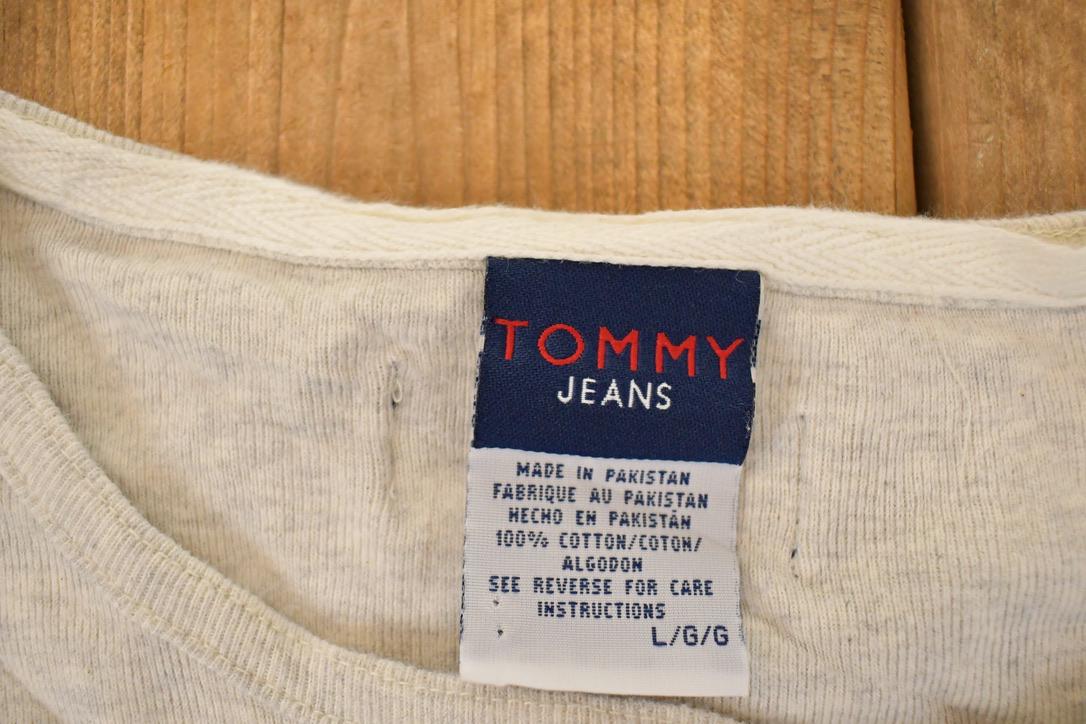 Vintage 1990s Tommy Jeans Loop Embroidered Text Logo Crewneck Sweatshirt Men's M from propervintagecanada