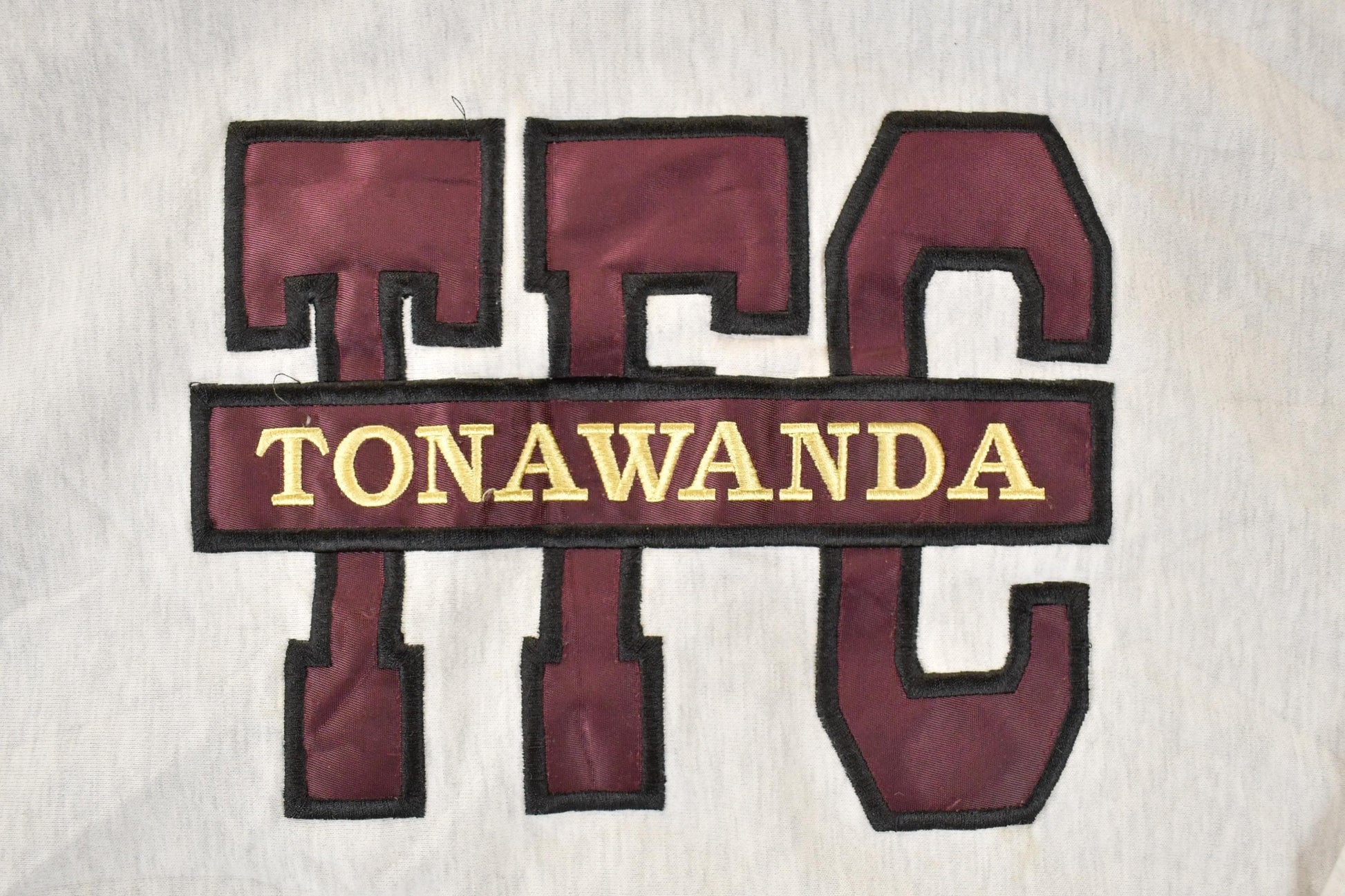 Vintage 1990s Tonawanda TFC University Crossgrain Hoodie Sweater Men's XXXL from propervintagecanada