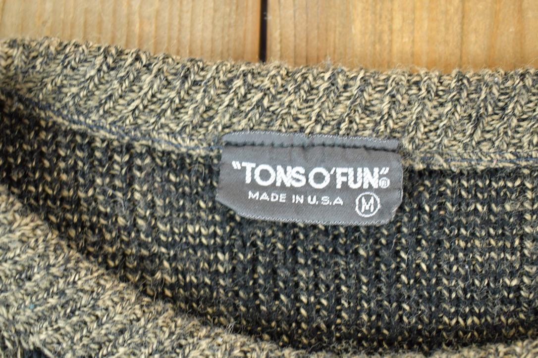 Vintage 1990s Tons O Fun Knit Abstract Pattern Crewneck Sweater Made In USA Men's Medium from propervintagecanada