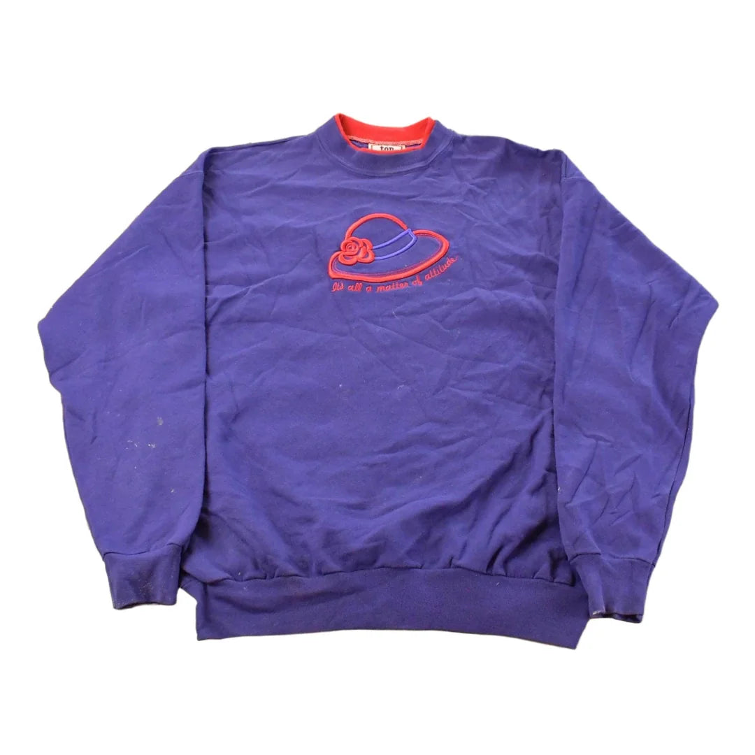 Vintage 1990s Top Stitch Attitude Crewneck Sweatshirt Women's L from propervintagecanada