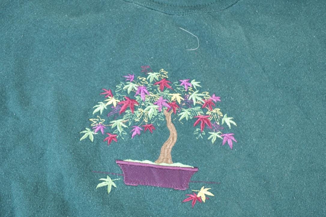 Vintage 1990s Top Stitch By Morning Sun Cute Floral Double Collar Crew Neck Sweater Made In USA 90s Crewneck Men's 2XL from propervintagecanada