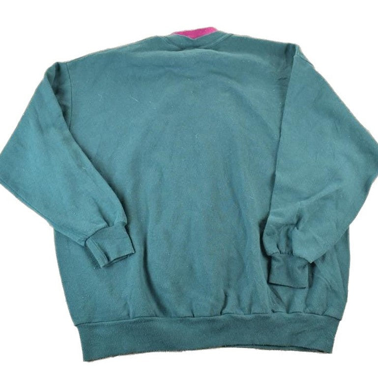 Vintage 1990s Top Stitch By Morning Sun Cute Floral Double Collar Crew Neck Sweater Made In USA 90s Crewneck Men's 2XL from propervintagecanada