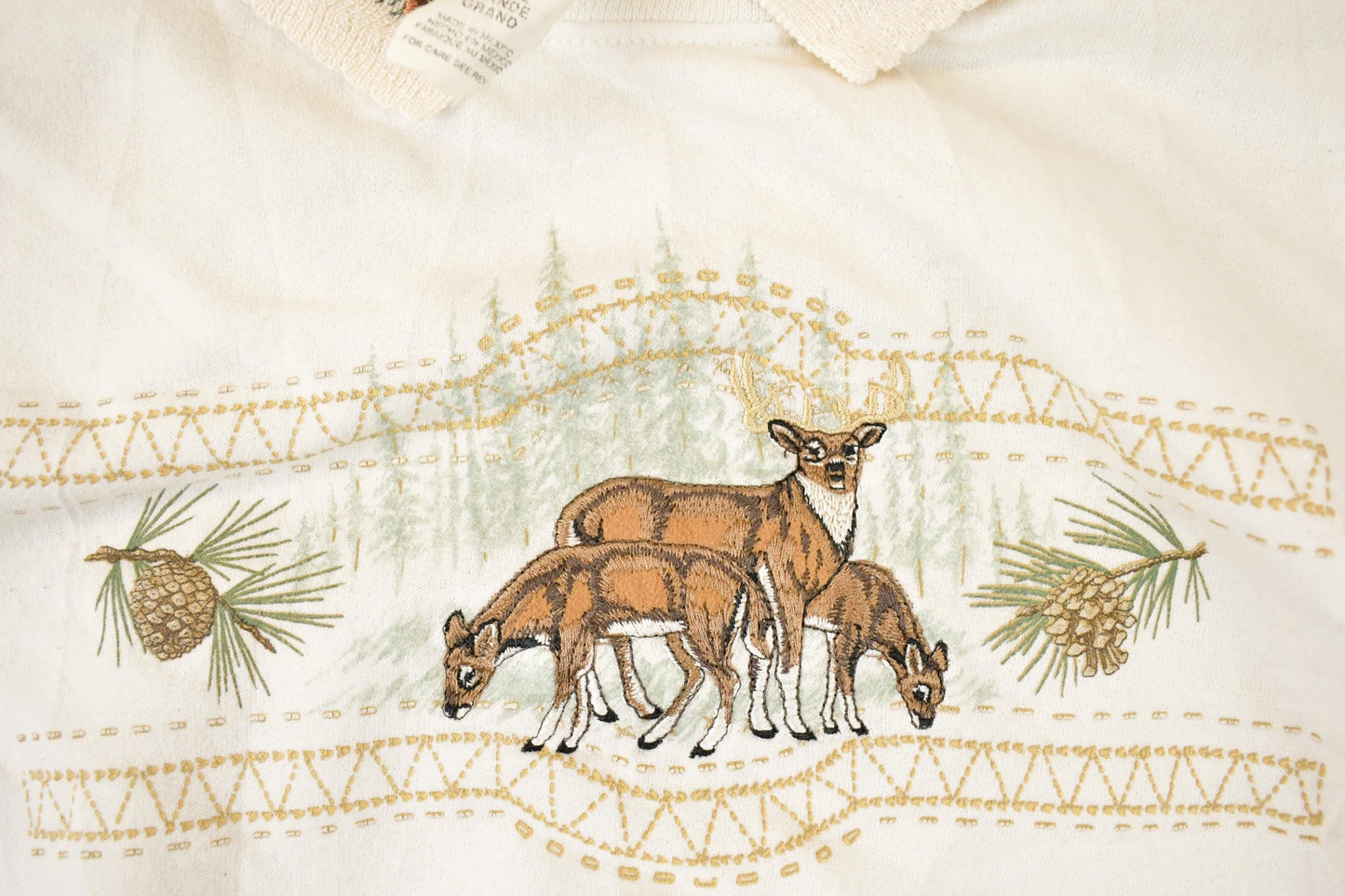 Vintage 1990s Top Stitch Embroidered Deer Graphic Print Collared Sweatshirt Womens L from propervintagecanada