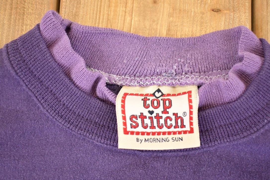 Vintage 1990s Top Stitch Flower Heart Double Collar Crewneck Sweatshirt Women's L from propervintagecanada