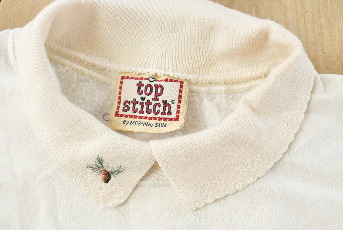 Vintage 1990s Top Stitch Morning Sun Horses Embroidered Collared Sweatshirt Men's L from propervintagecanada