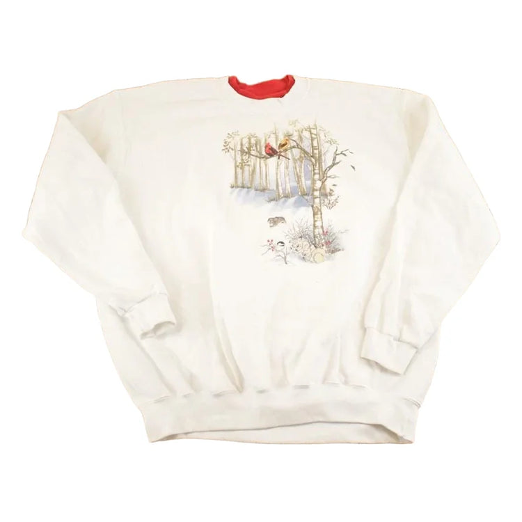 Vintage 1990s Top Stitch Winter Cardinal Double Collar Souvenir Crewneck Sweatshirt Womens XL from propervintagecanada