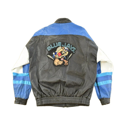 Vintage 1990s Toronto Blue Jays Looney Tunes Leather Jacket Men's Large from propervintagecanada