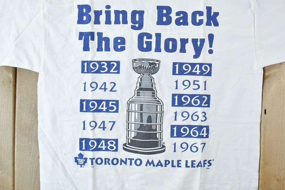 Vintage 1990s Toronto Maple Leafs Bring The Glory Back Stanley Cup NHL Graphic T-Shirt Men's Large from propervintagecanada