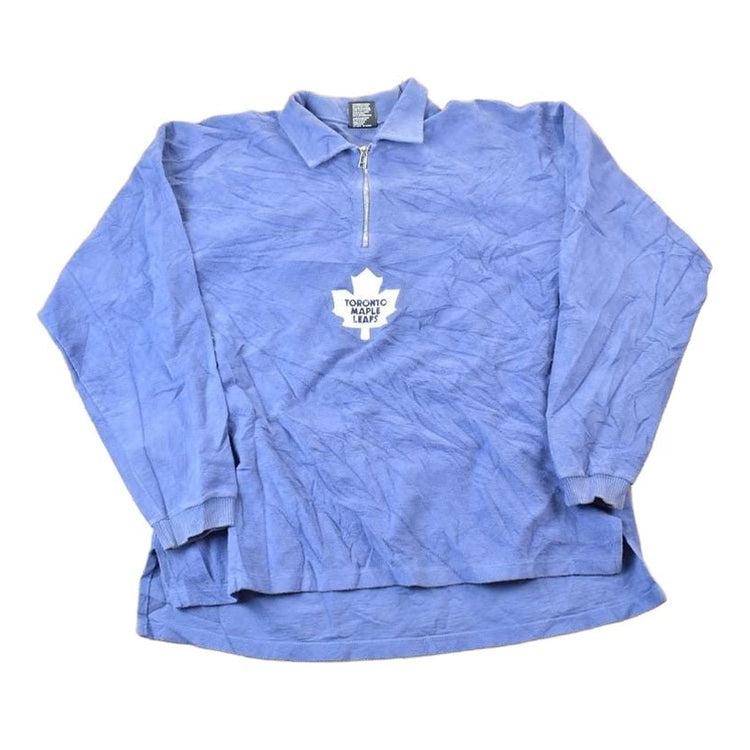 Vintage 1990s Toronto Maple Leafs Fleece Quarter Zip Collared NHL Hockey Sweatshirt Men's Small from propervintagecanada