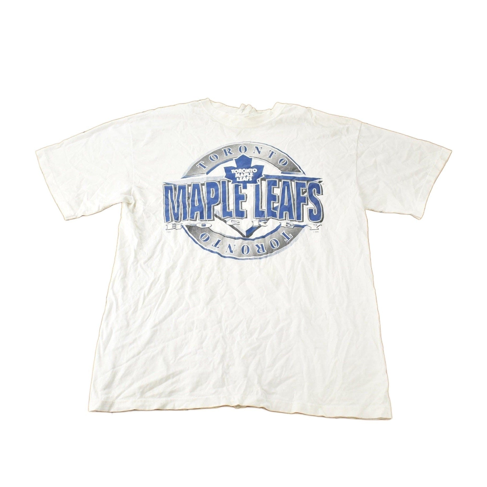 Vintage 1990s Toronto Maple Leafs NHL Hockey Graphic T-Shirt Made In USA from propervintagecanada