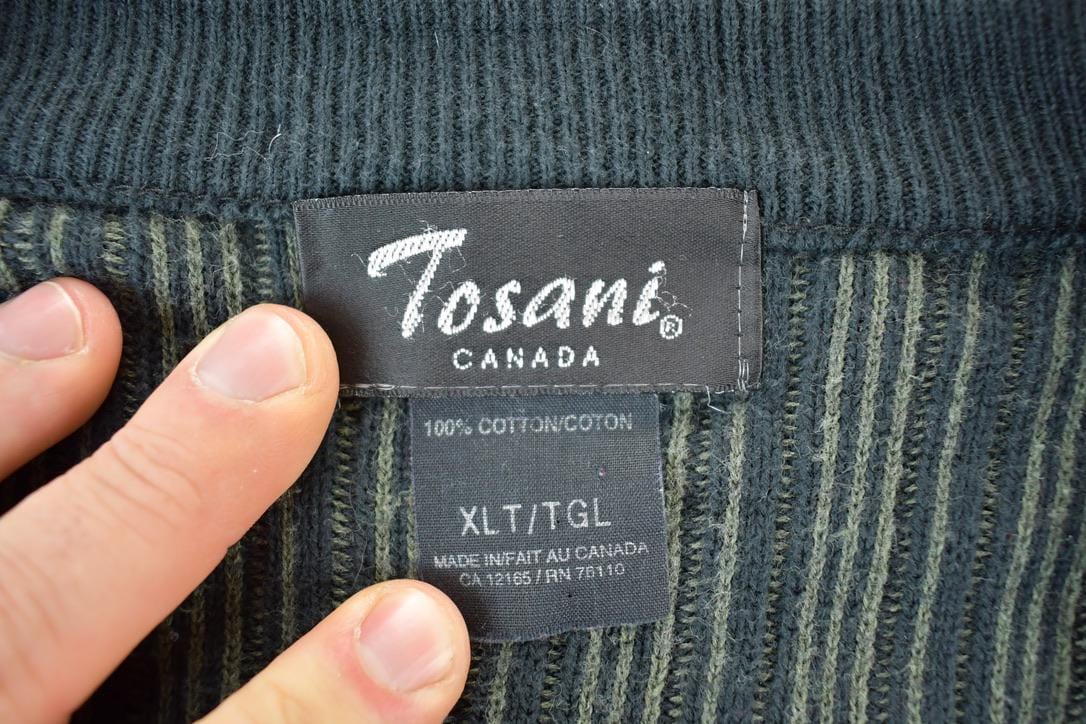 Vintage 1990s Tosani Cable Abstract Knit Perfect Mild Distress Cardigan Sweater Made In Canada from propervintagecanada