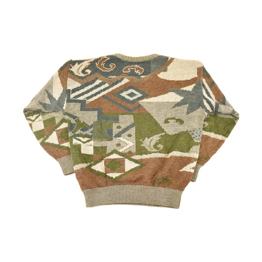 Vintage 1990s Tosani Canada Knit Abstract Sweater Men's XL from propervintagecanada