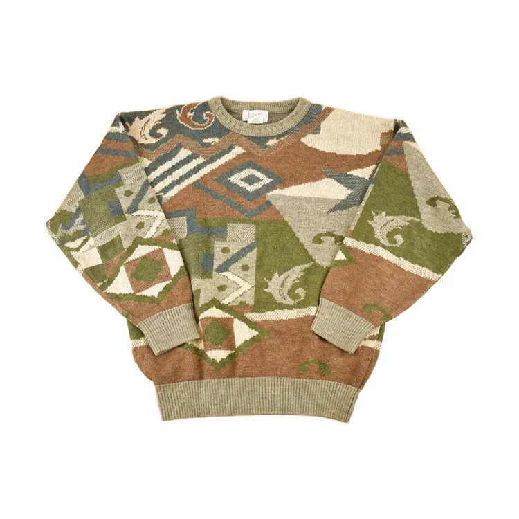 Vintage 1990s Tosani Canada Knit Abstract Sweater Men's XL from propervintagecanada