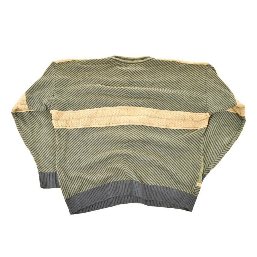 Vintage 1990s Tosani Striped Cable Knit Crewneck Sweater Men's XL from propervintagecanada