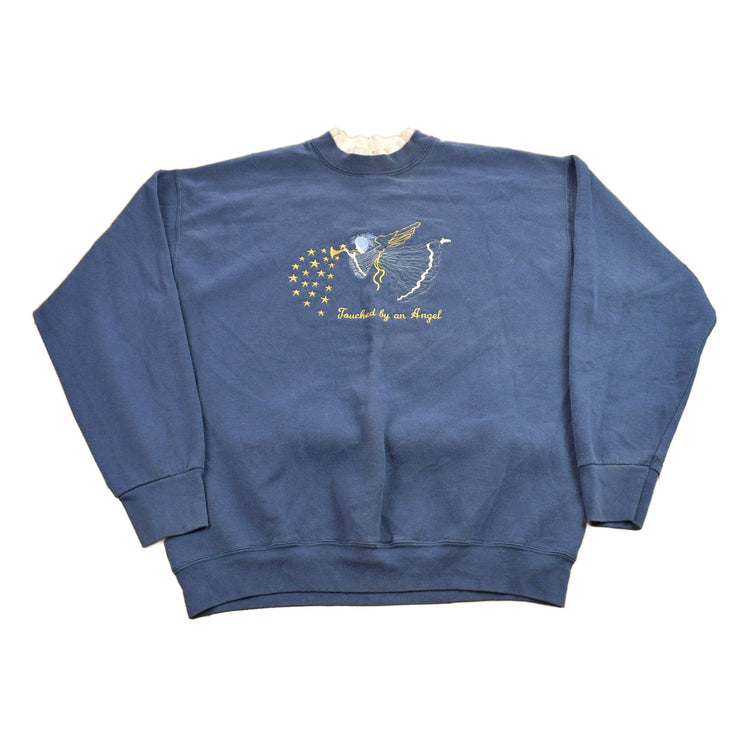 Vintage 1990s "Touched By An Angel" Double Collar Crewneck Sweater Men's XL from propervintagecanada