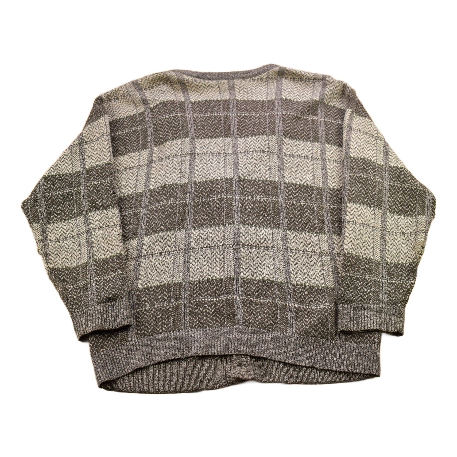 Vintage 1990s Town Craft Knitted Plaid Cardigan Sweater Men's Medium from propervintagecanada