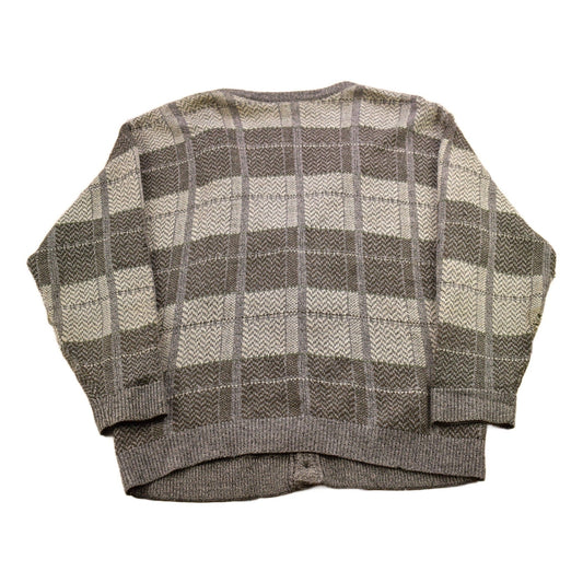 Vintage 1990s Town Craft Knitted Plaid Cardigan Sweater Men's Medium from propervintagecanada