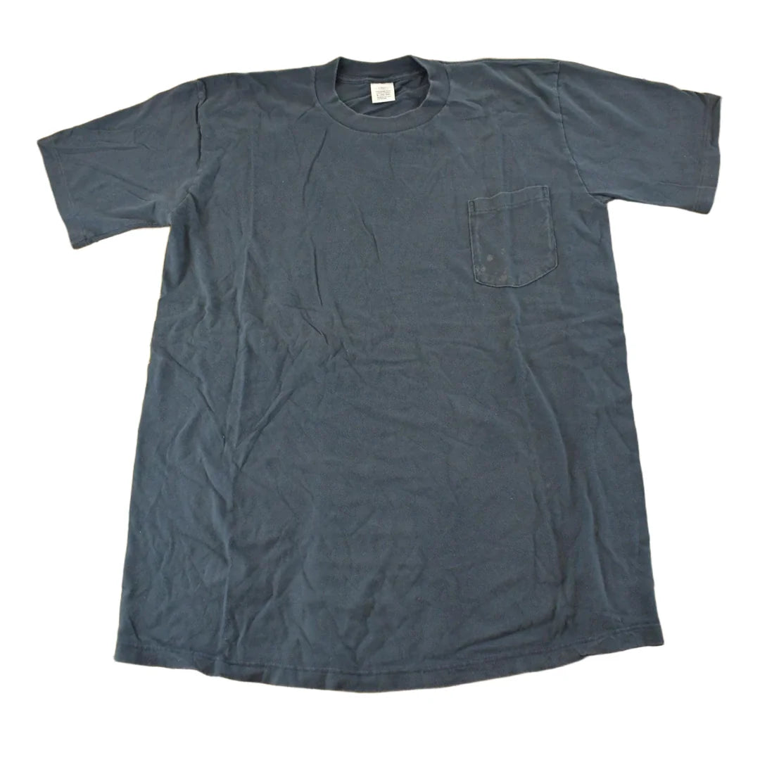 Vintage 1990s Towncraft Blank Navy Blue Pocket T-Shirt Men's L from propervintagecanada