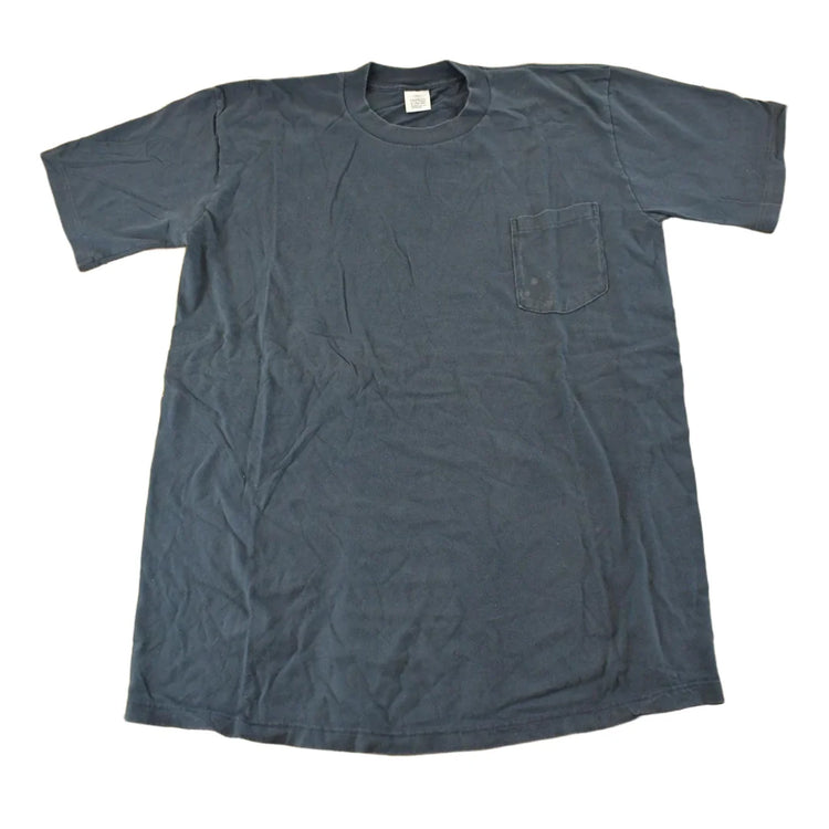 Vintage 1990s Towncraft Blank Navy Blue Pocket T-Shirt Men's L from propervintagecanada
