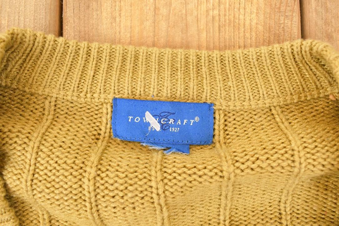 Vintage 1990s Towncraft Cable Knit Cardigan Sweater Men's L from propervintagecanada