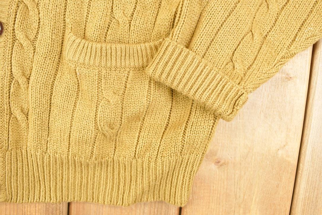 Vintage 1990s Towncraft Cable Knit Cardigan Sweater Men's L from propervintagecanada