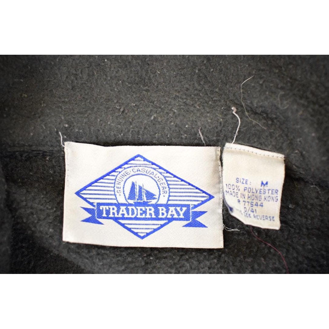 Vintage 1990s Trader Bay AOP Quarter Zip Fleece Outdoorsman Sweater Men's L / 90s Winter Sweatshirt / Fleece Hiking Zip up from propervintagecanada