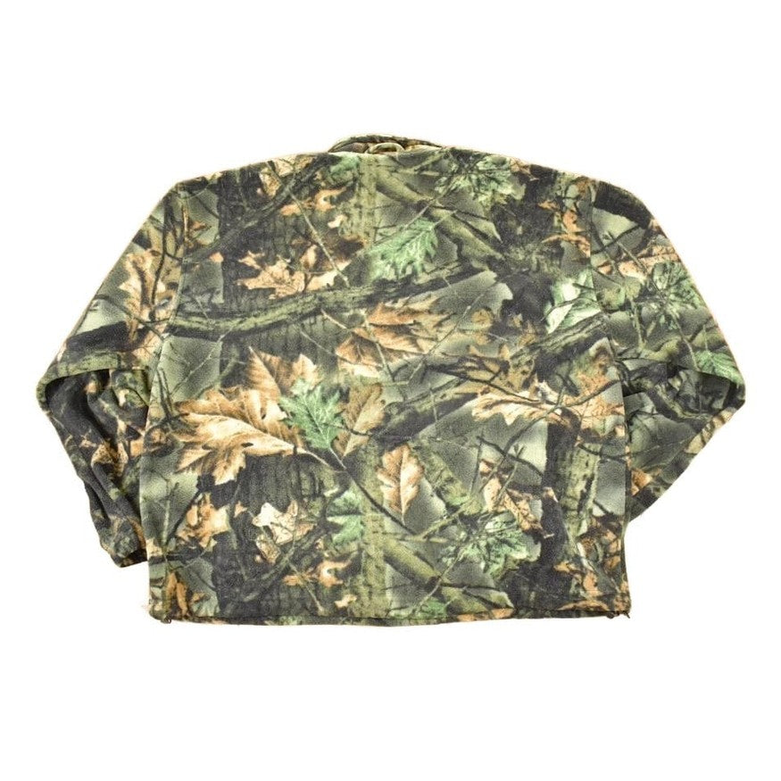 Vintage 1990s Trail Crest AOP Woodland Camo Quarter Zip Fleece Outdoorsman Sweater Men's XL from propervintagecanada