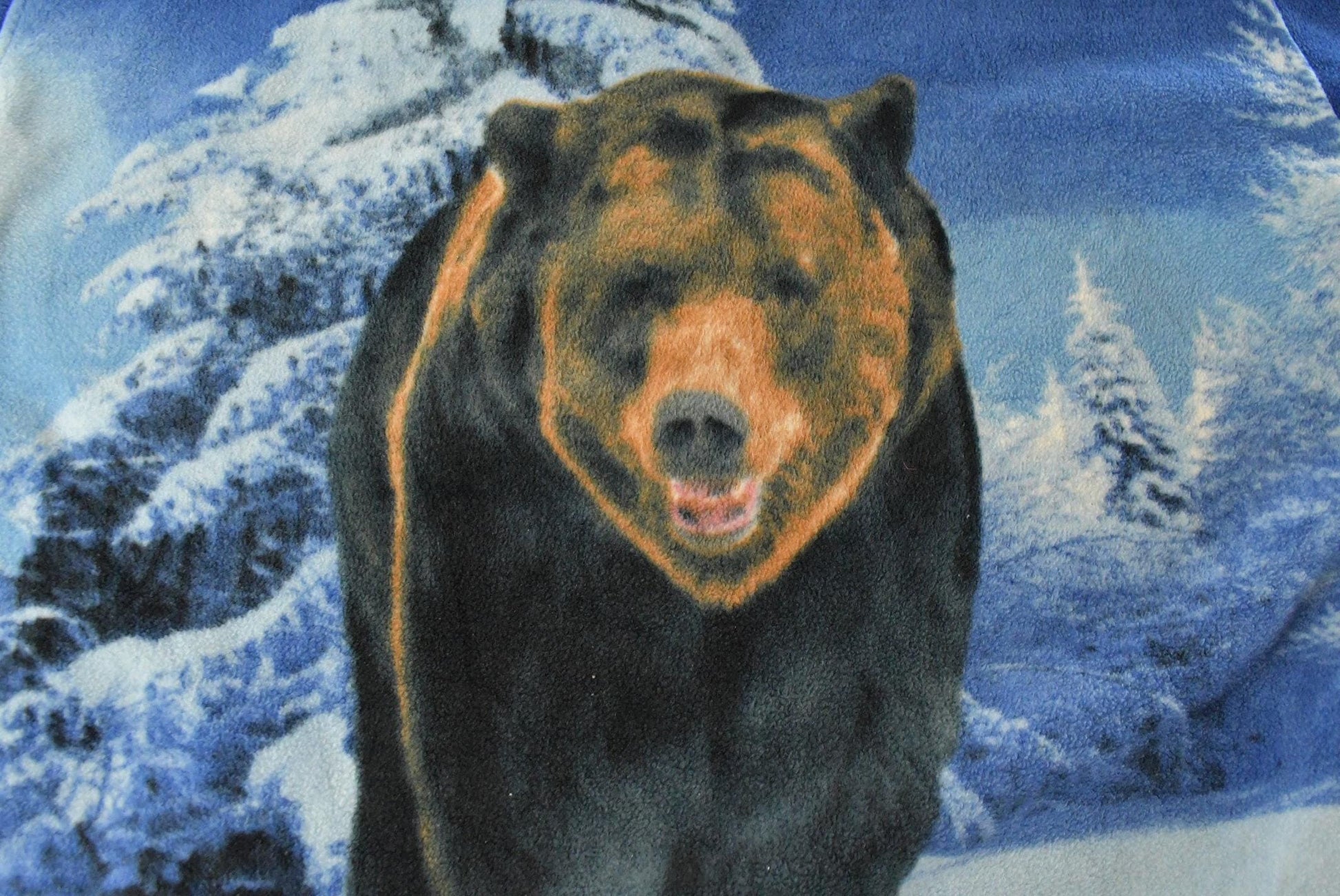 Vintage 1990s Trail Crest Winter Bear Theme Full Zip Fleece Sweater Jacket Men's 3XL from propervintagecanada