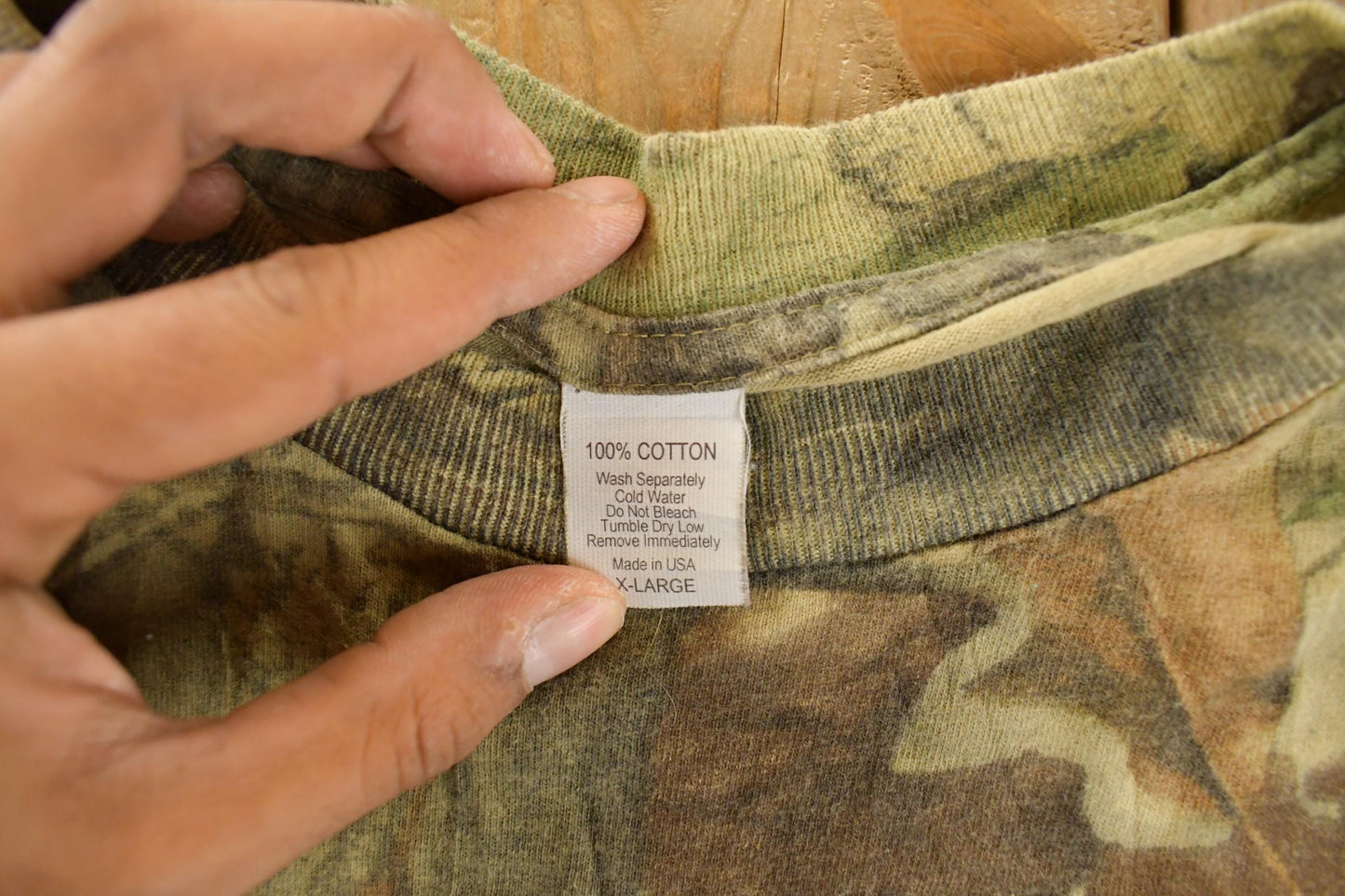 Vintage 1990s Tree Camo Long Sleeve T-Shirt Men's XL from propervintagecanada