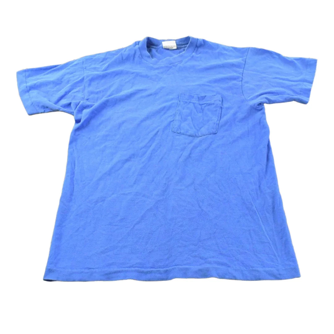 Vintage 1990s Trend Basics Blank Blue Pocket T-Shirt Men's L from propervintagecanada