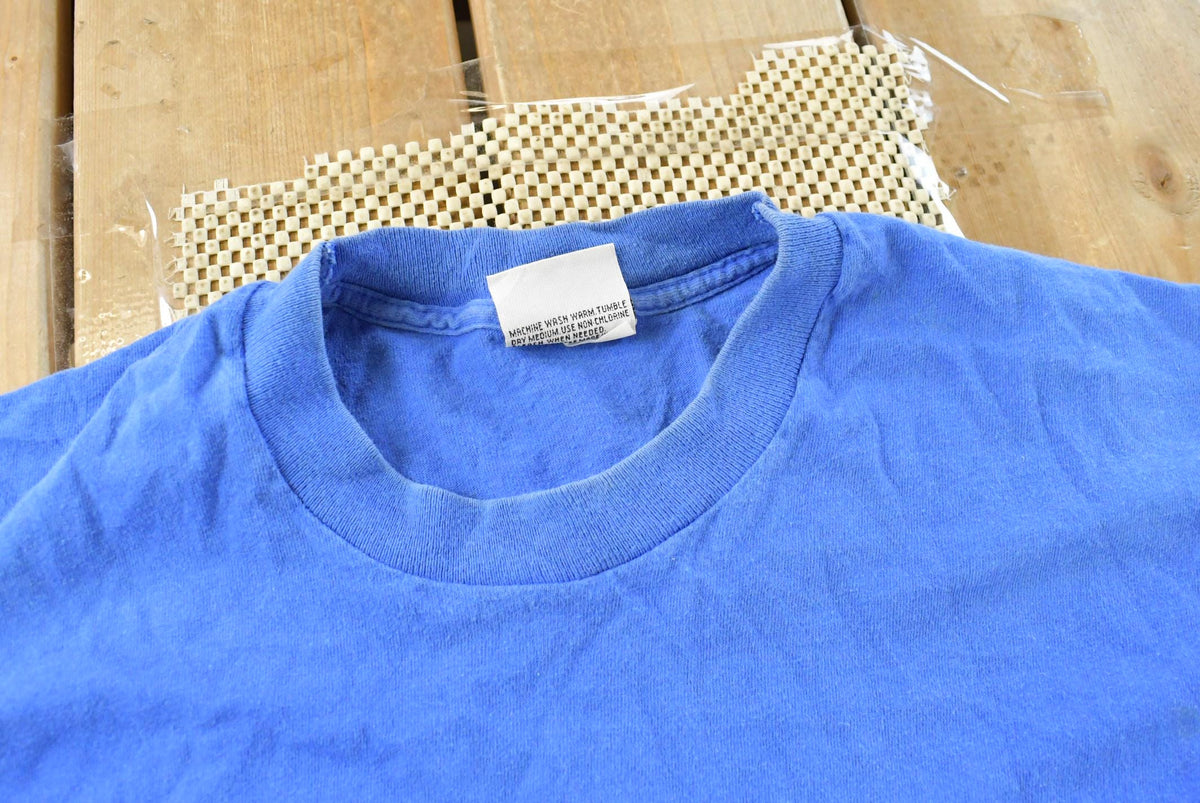 Vintage 1990s Trend Basics Blank Blue Pocket T-Shirt Men's L from propervintagecanada