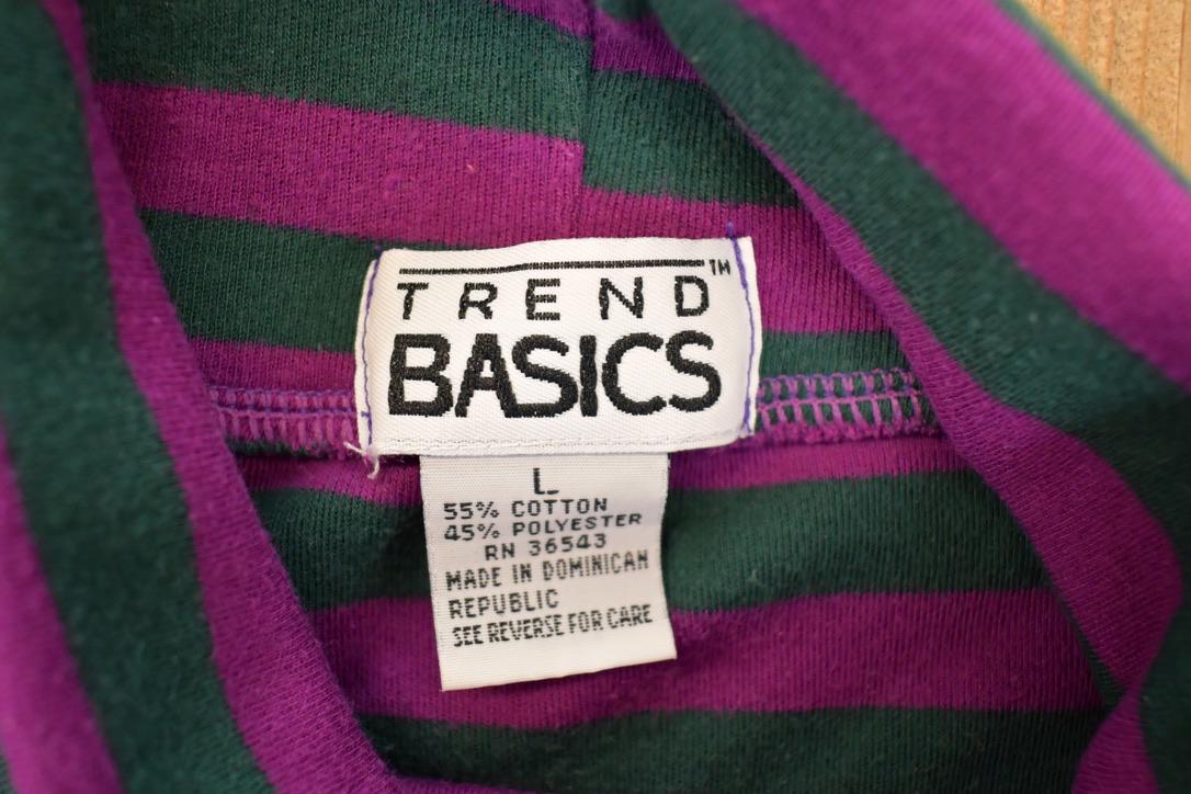 Vintage 1990s Trend Basics Striped Turtleneck Sweatshirt Mens L / 90's Destination Sweater from propervintagecanada
