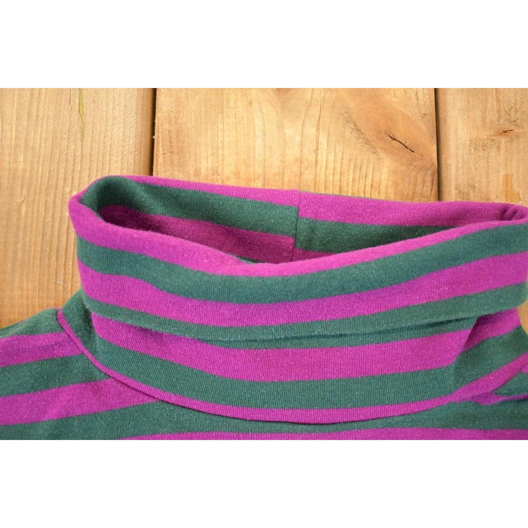 Vintage 1990s Trend Basics Striped Turtleneck Sweatshirt Mens L / 90's Destination Sweater from propervintagecanada
