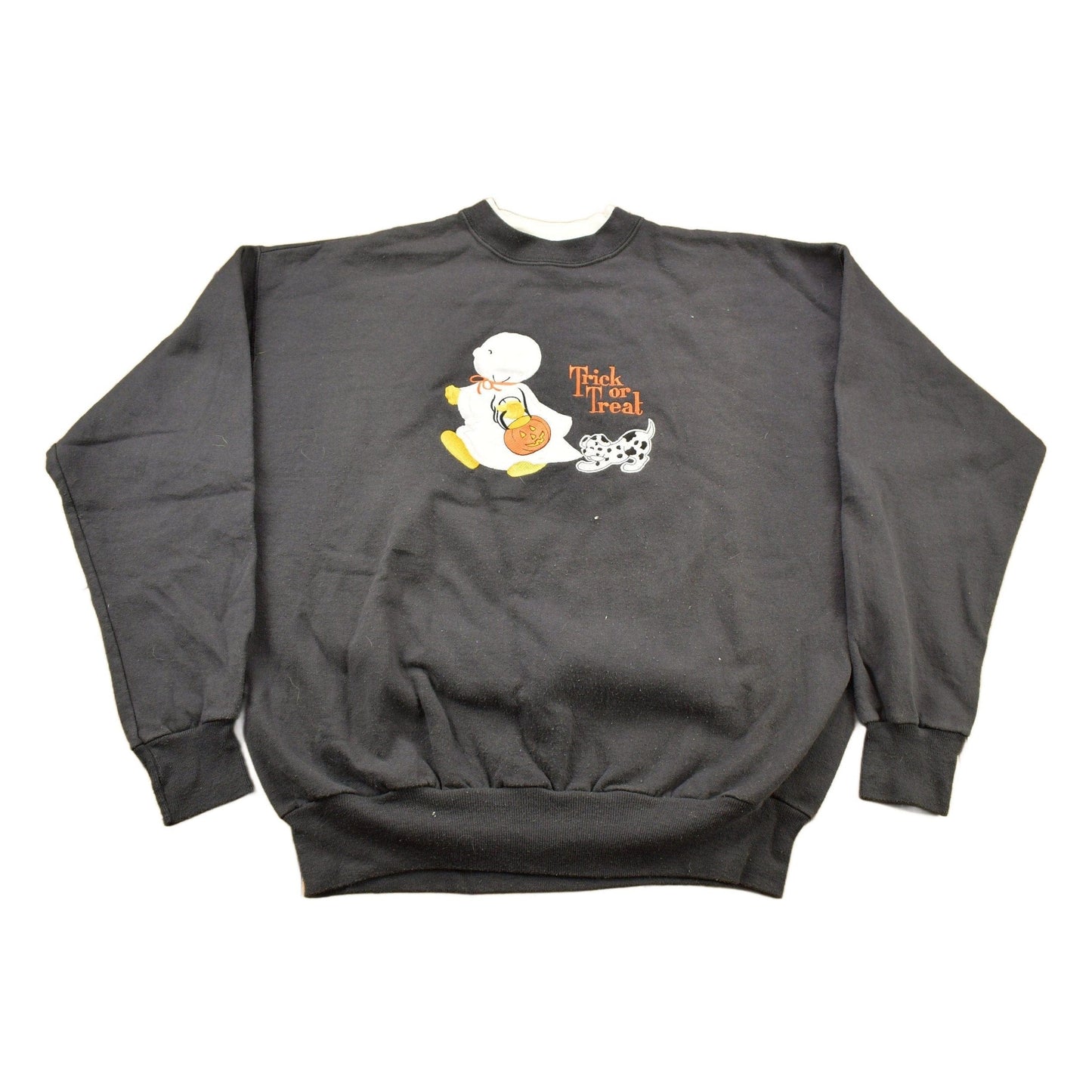 Vintage 1990s Trick Or Treat Halloween Theme Crewneck Sweatshirt Men's L from propervintagecanada