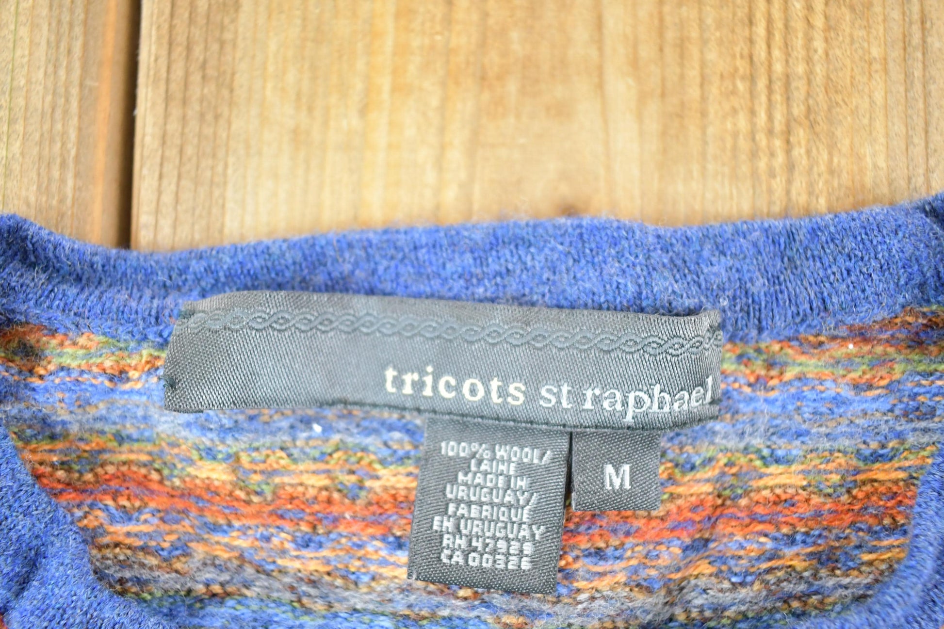 Vintage 1990s Tricots St Raphael Wool Knit Abstract Sweater Mens M from propervintagecanada