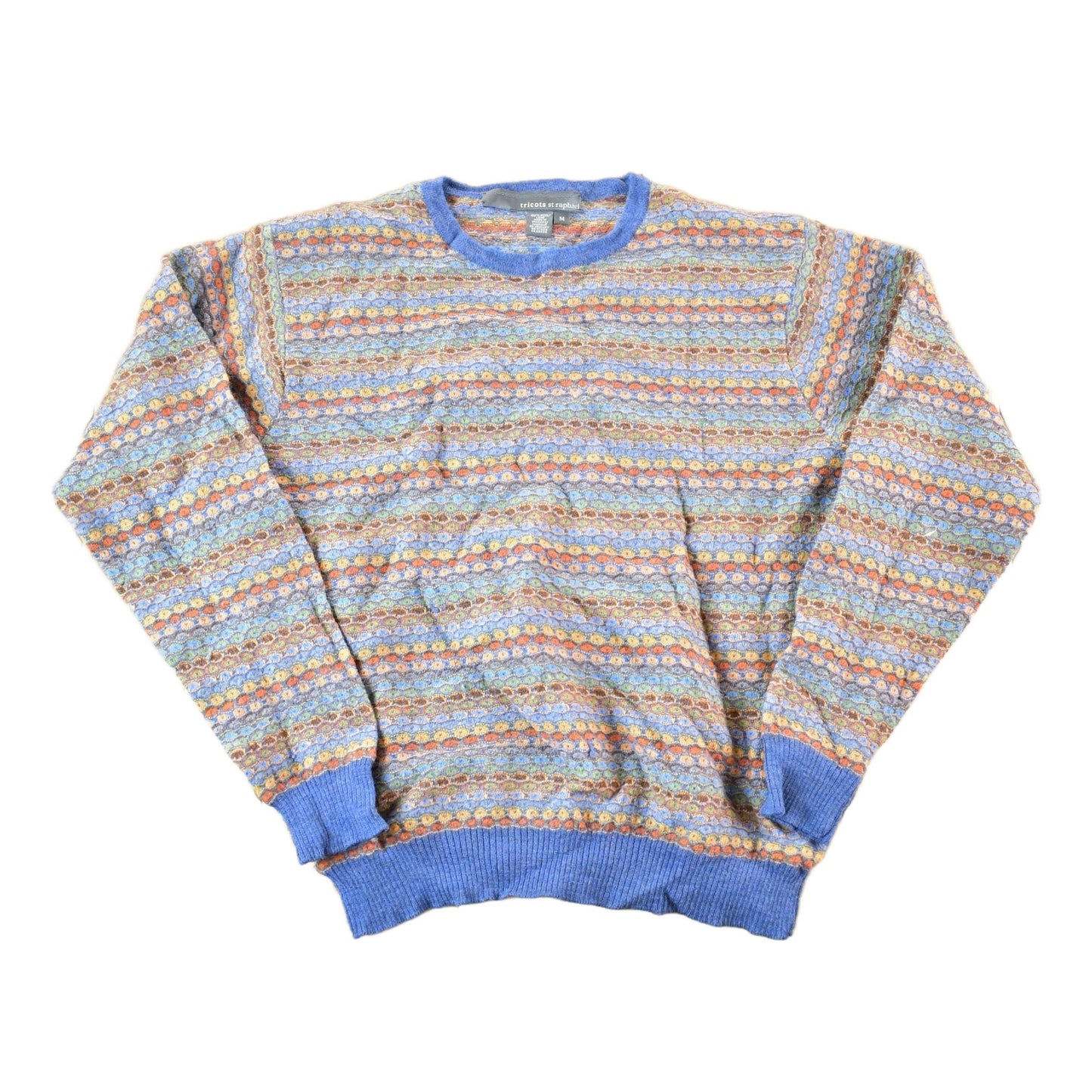 Vintage 1990s Tricots St Raphael Wool Knit Abstract Sweater Mens M from propervintagecanada