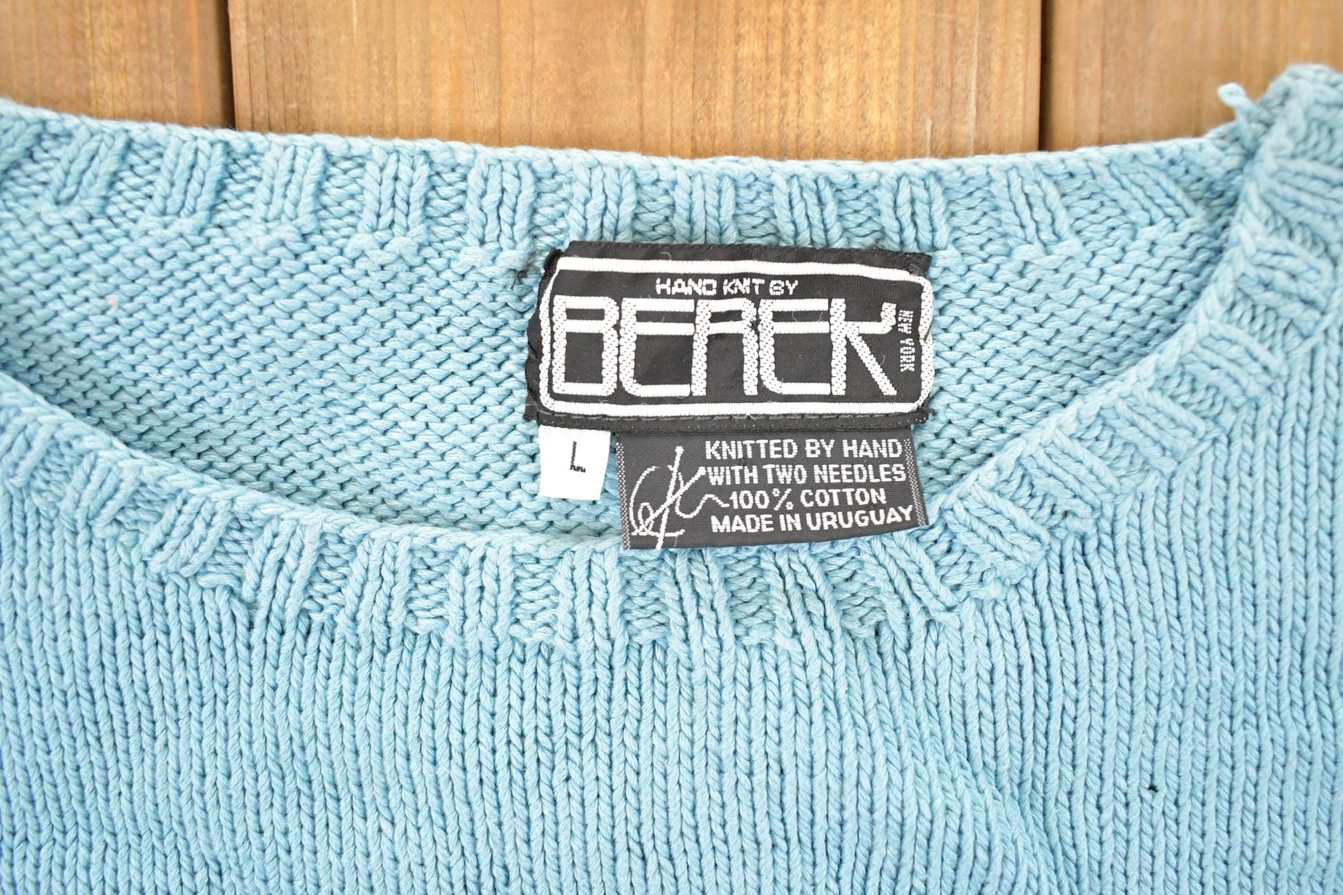 Vintage 1990s Triple Kitty Berek Hand Knit Crewneck Sweater Women's L from propervintagecanada
