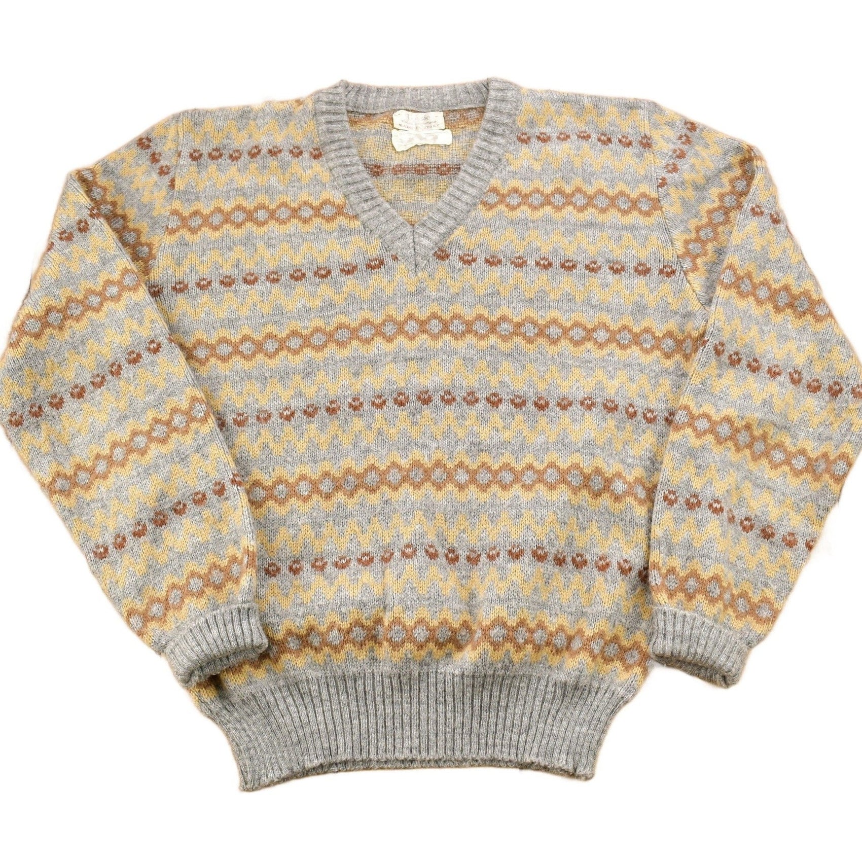 Vintage 1990s Trissie Styled By Stefano Striped Knit V Neck Sweater Men's Small from propervintagecanada