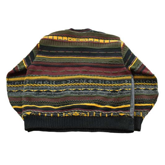 Vintage 1990s Truths Biancarra Leather Knit Crewneck Sweater Men's XL from propervintagecanada