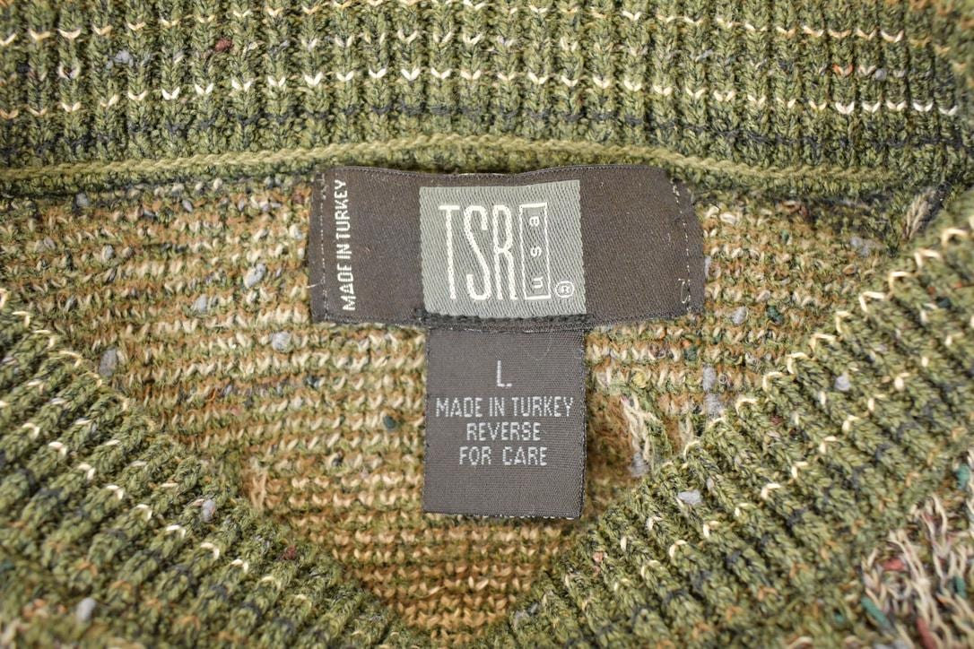 Vintage 1990s TSR Abstract Knit Crewneck Sweater Men's L from propervintagecanada