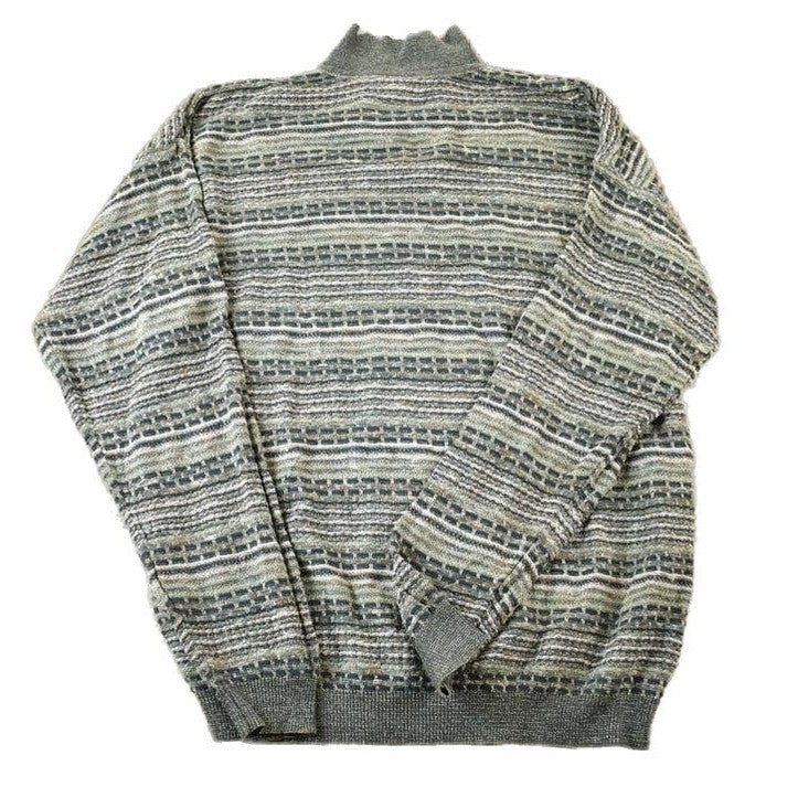 Vintage 1990s TSR Knit Abstract Pattern Collared Crewneck Sweater Men's XL from propervintagecanada