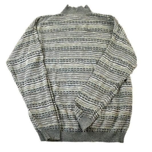 Vintage 1990s TSR Knit Abstract Pattern Collared Crewneck Sweater Men's XL from propervintagecanada