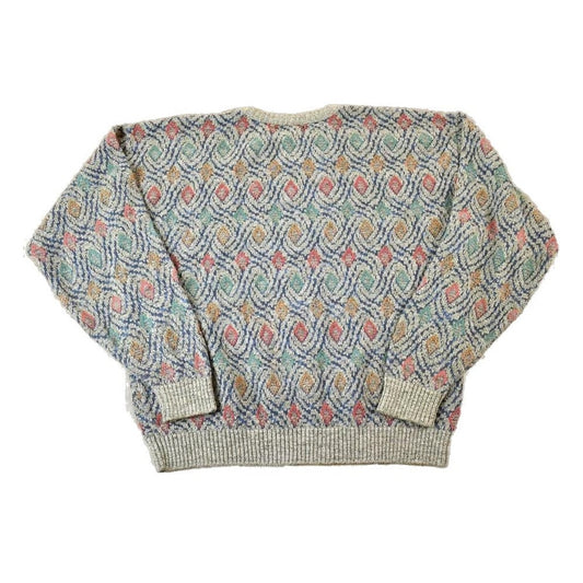 Vintage 1990s TSR Knit Abstract Pattern Crewneck Sweater Men's XL from propervintagecanada