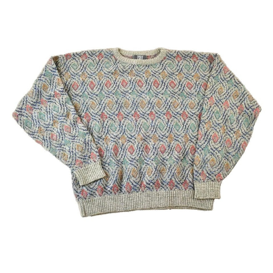 Vintage 1990s TSR Knit Abstract Pattern Crewneck Sweater Men's XL from propervintagecanada