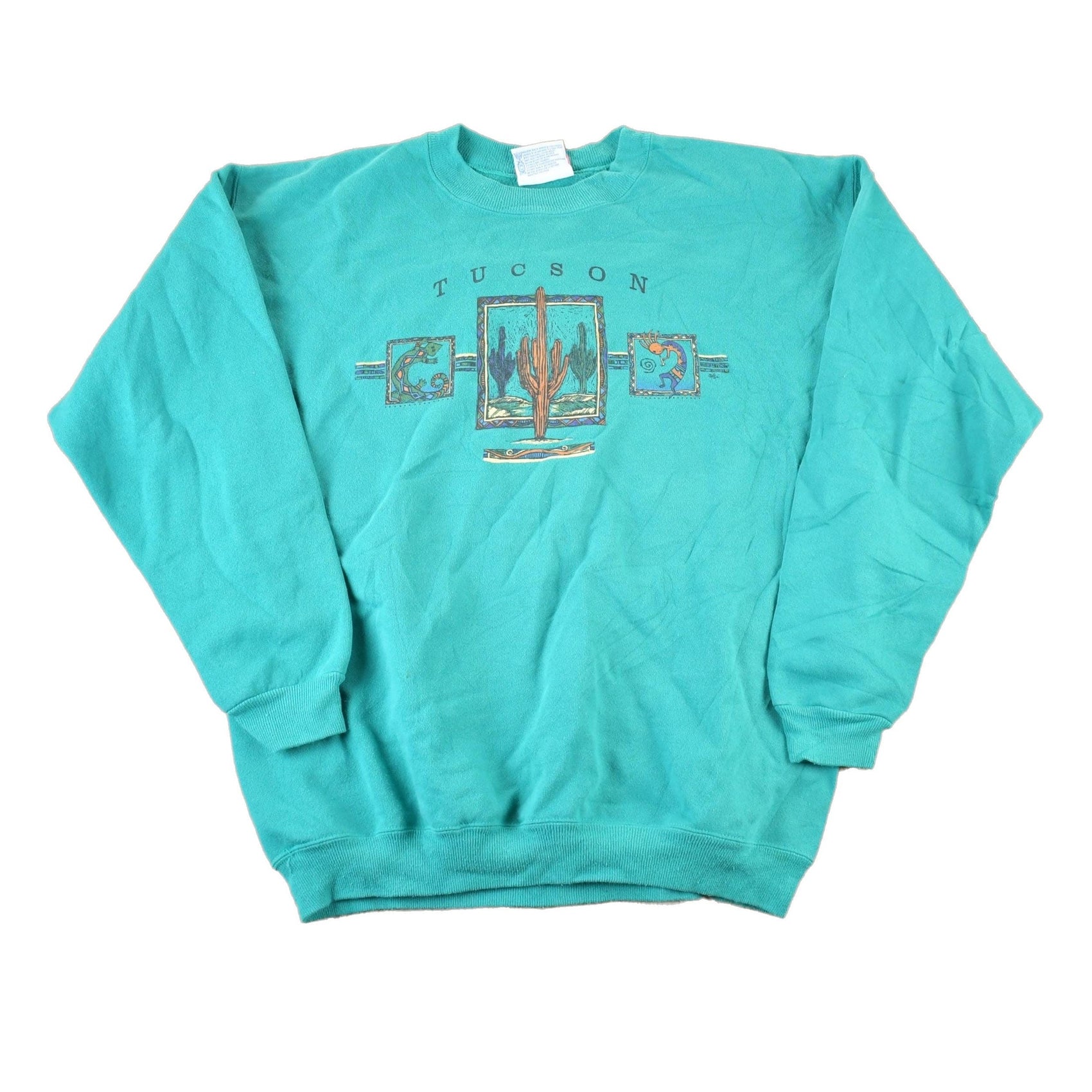 Vintage 1990s Tucson Arizona Souvenir Desert Cactus Crewneck Sweatshirt Made In USA Men's XL from propervintagecanada