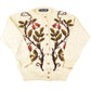 Vintage 1990s Tulchan Floral Abstract Wool Knit Cardigan Sweater Women's M from propervintagecanada