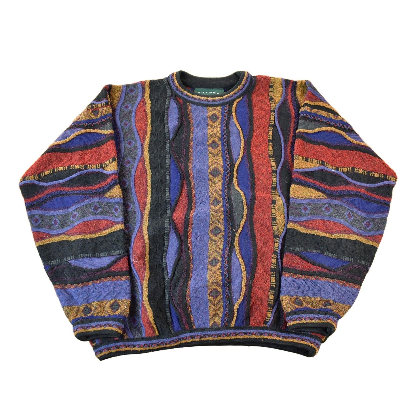 Vintage 1990s Tundra Canada 3D Knit Crewneck Sweater Men's XL from propervintagecanada