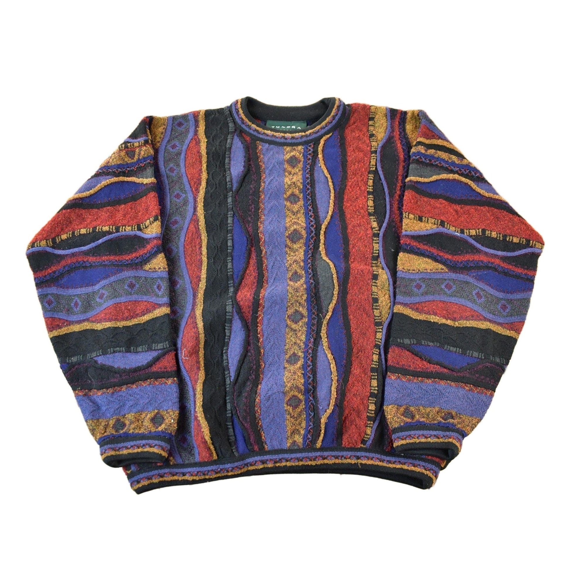 Vintage 1990s Tundra Canada 3D Knit Crewneck Sweater Men's XL from propervintagecanada