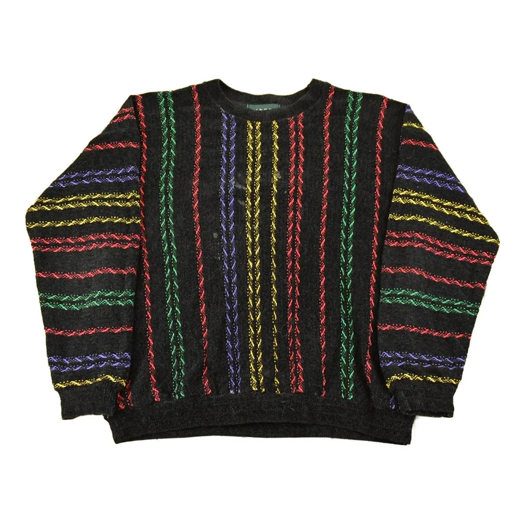 Vintage 1990s Tundra Canada Knit Abstract Pattern Crewneck Sweater Mens Large from propervintagecanada